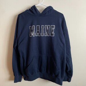 Navy Blue Maine Hoodie Sweatshirt Size Medium